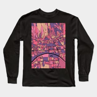 Zagreb Map Pattern in Purple & Pink Long Sleeve T-Shirt